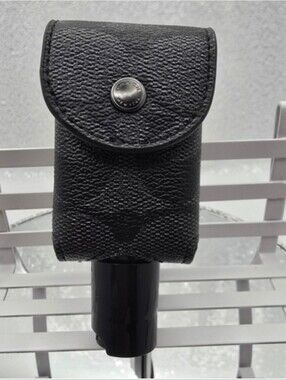 Coach Hand Sanitizer Holder Refillable w/ Refillable Bottle Clip Black & Gray